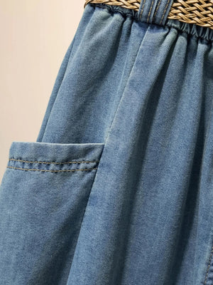 A-Line Button Denim Skirt