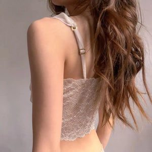Coquette Lace Mesh Bra Crop Top
