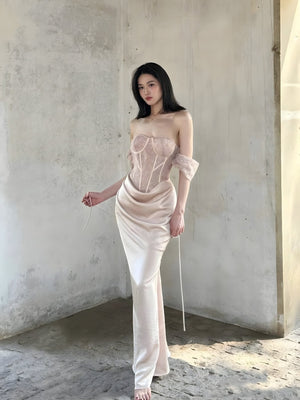 Corset Satin Maxi Dress