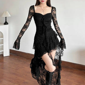 Goth Lace Mullet Mini Dress