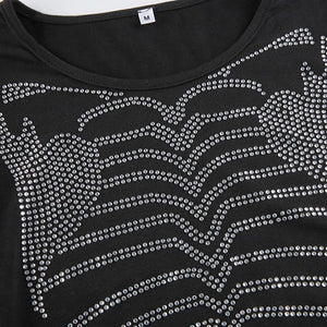 Skeleton Rhinestone Long Sleeve Top