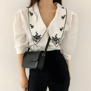 Vintage Embroidered Collar Shirt
