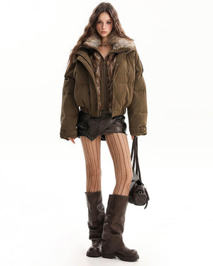 Cinnamon Swirl Fur Puffer Jacket