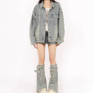 Butterfly Patch Y2K Denim Jacket