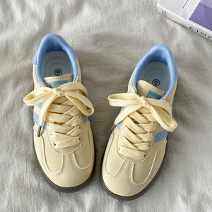 Pastel Yellow & Blue Stripe Sneakers