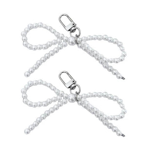 Pearl Beaded Bow Keychain