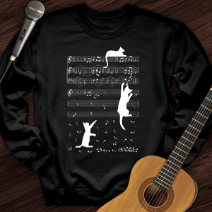 Climbing Cat On Musical Note Crewneck