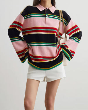 Campus Secrets Stripe Rugby Polo Shirt