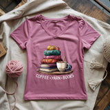 Coffee Yarn Books Lady V-neck