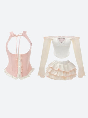 Coquette Top & Mini Skirt Two Piece Set