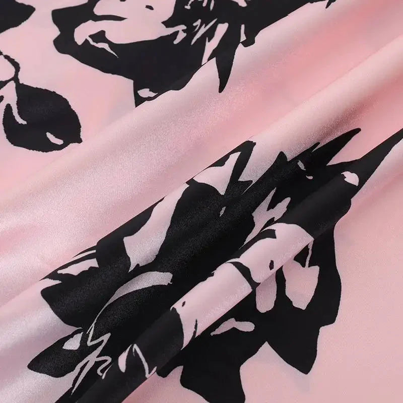 Floral Neck Tie Satin Top