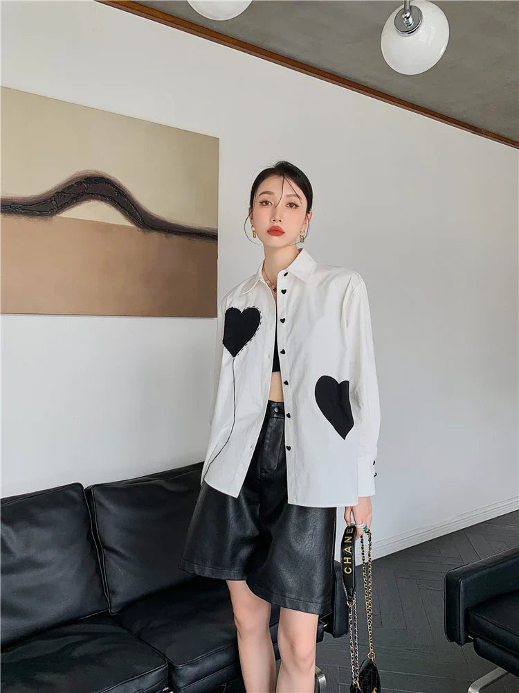 Heart Patch Button-Up Shirt