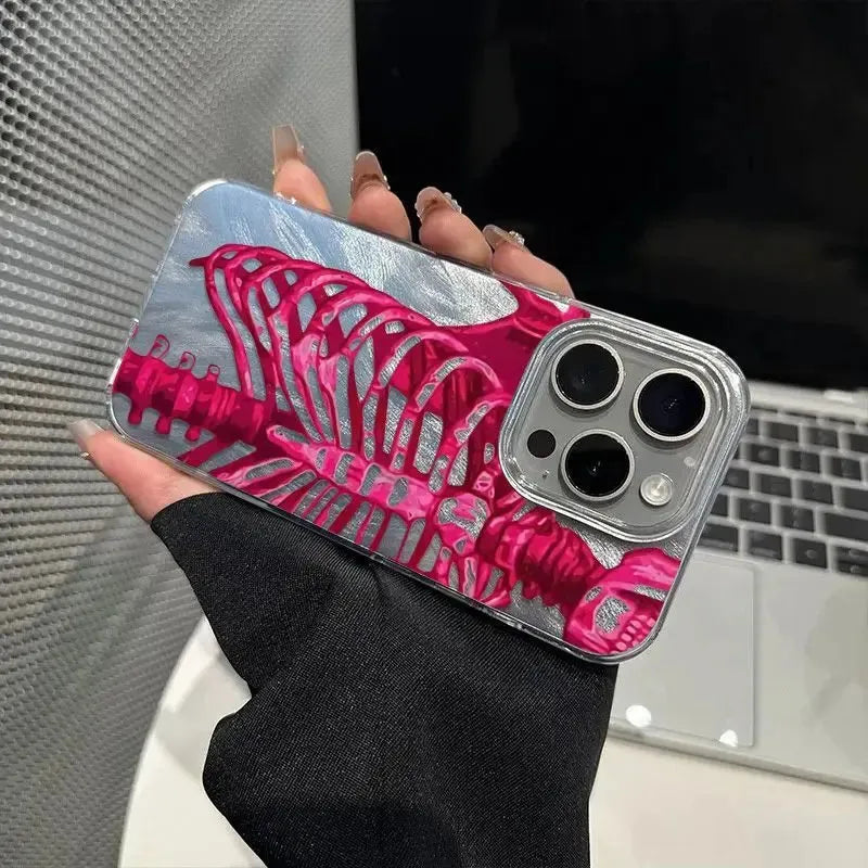 Neon Skeleton Silver Phone Case