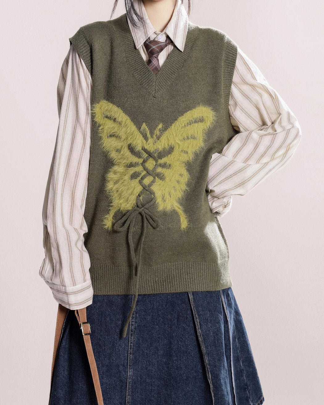 Butterfly Knit Vest in Green