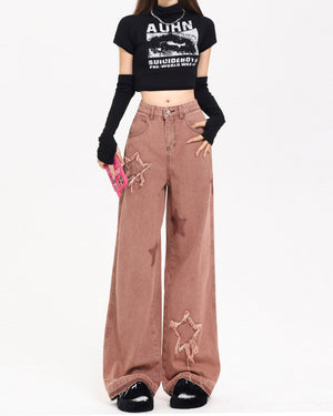 Star Aesthetic Pink Jeans