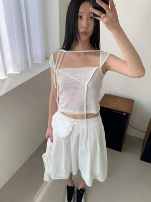 Pleated Pocket Midi Skirt