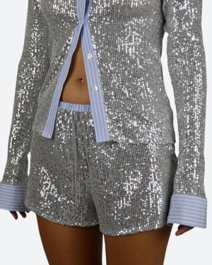 Sequined Shirt & Shorts Two Piece Set