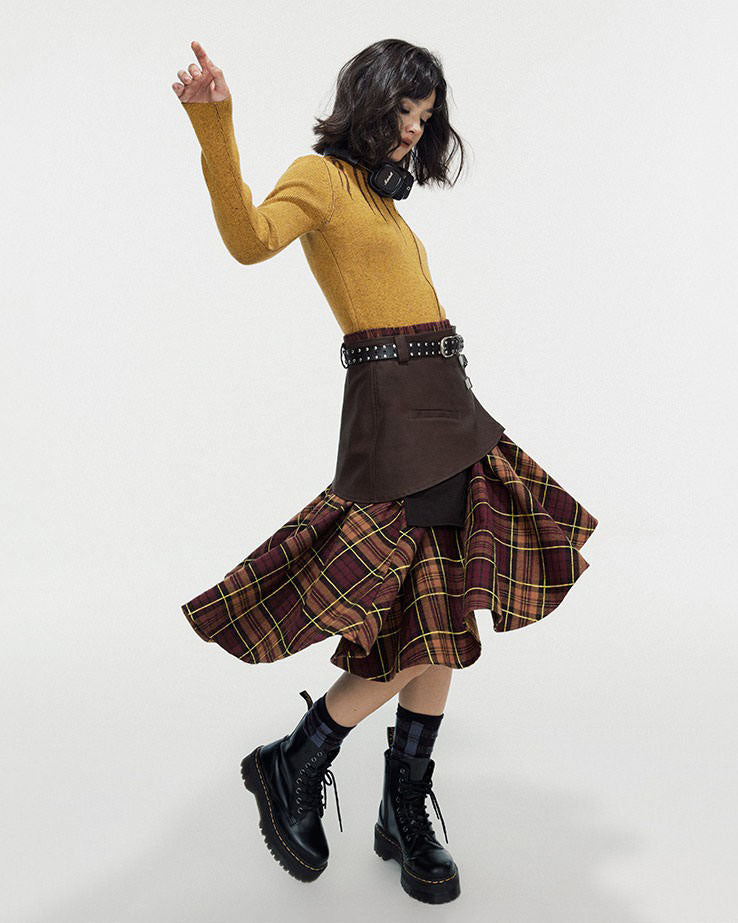 Grunge Asymmetrical Plaid Skirt