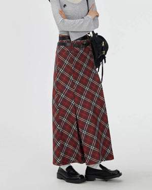London Bridge Plaid Maxi Skirt
