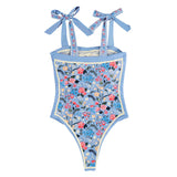 Tie Strap Reversible Blue Swimsuit