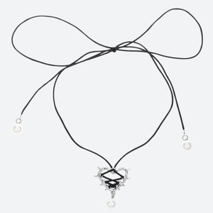Y2K Coquette Barbed Heart Bow Tie Necklace