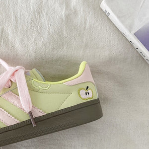 Apple on Toe Green Sneakers