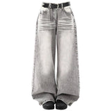 Ash Grey Faded Wide Leg Jeans