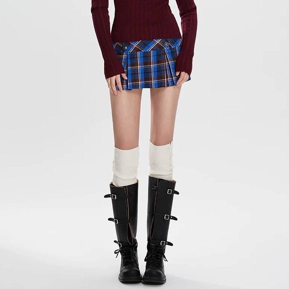 Best In Class Plaid Mini Skirt in Blue