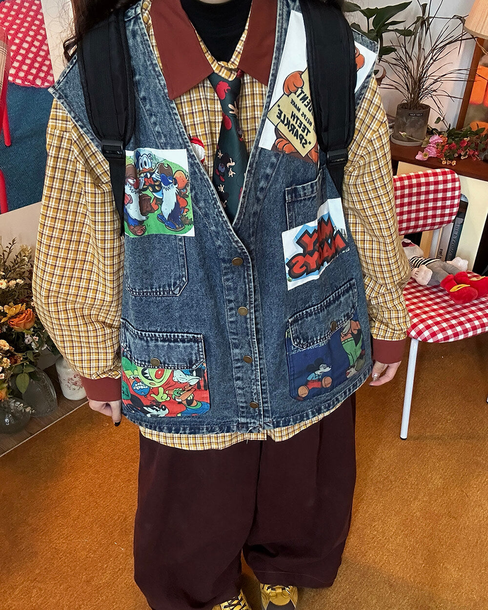 Cartoon Patches 90s Denim Vest