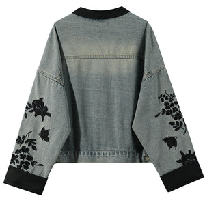 Chinese Style Embroidered Denim Jacket