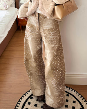 Deer Print Wide Leg Jeans