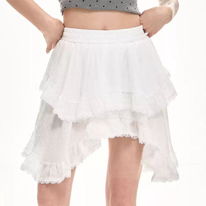 Fairycore Asymmetric Lace Ruffle Skirt