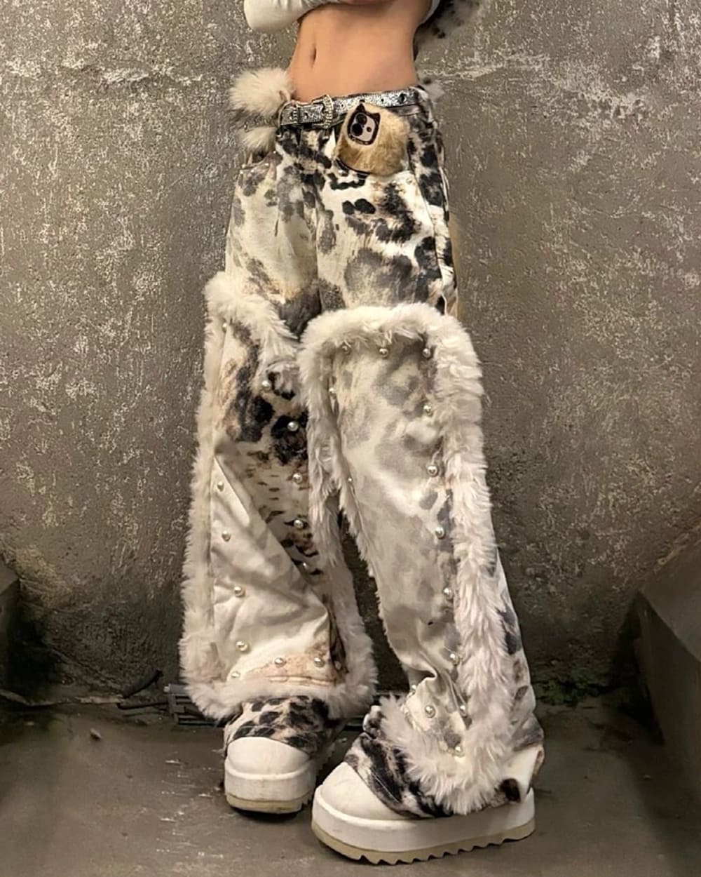 Animal Instincts Faux Fur Leopard Pants