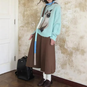 Fluffy Siamese Cat Print Jumper