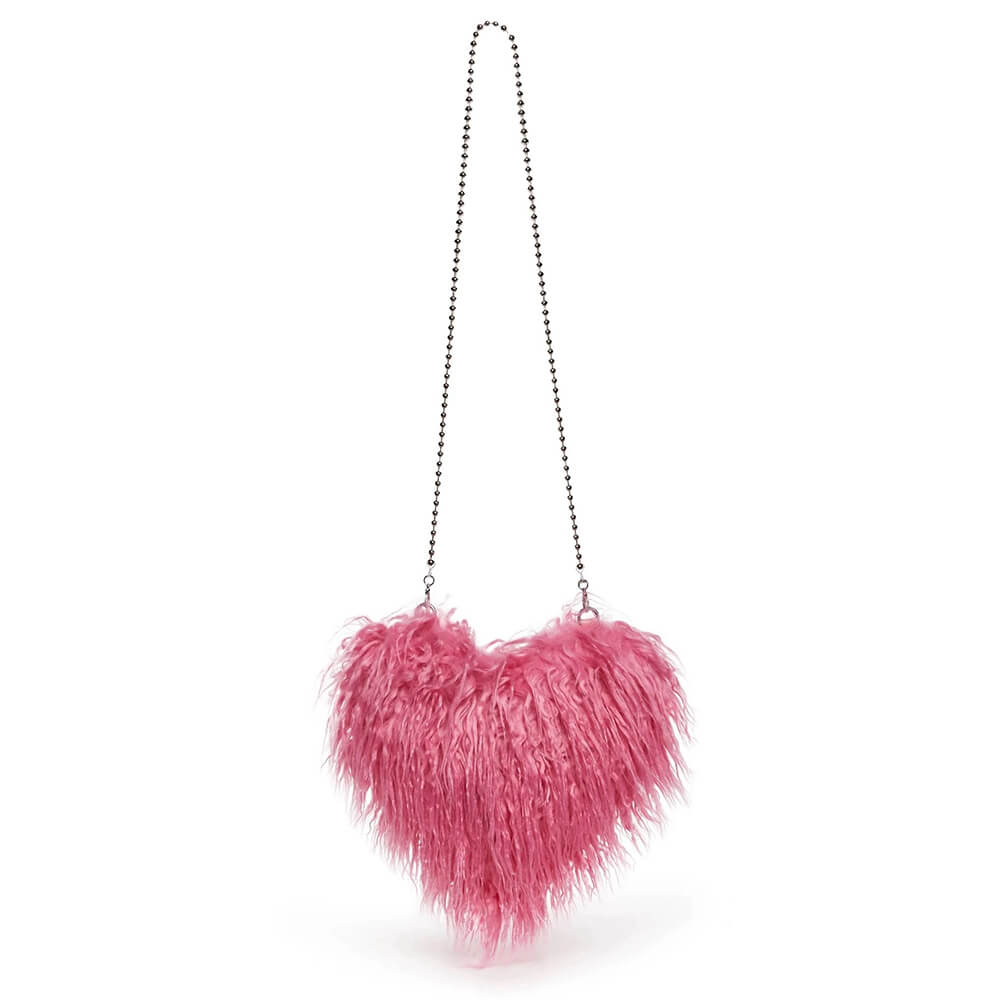 Fuzzy Heart Shaped Bag