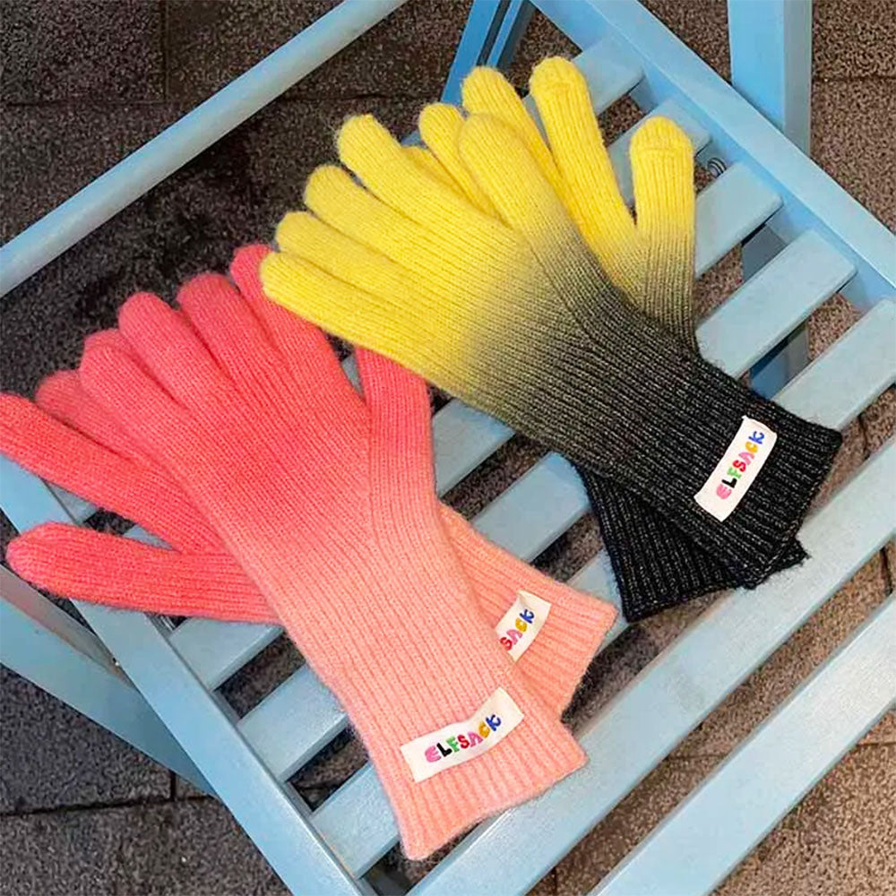 Gradient Ribbed Gloves