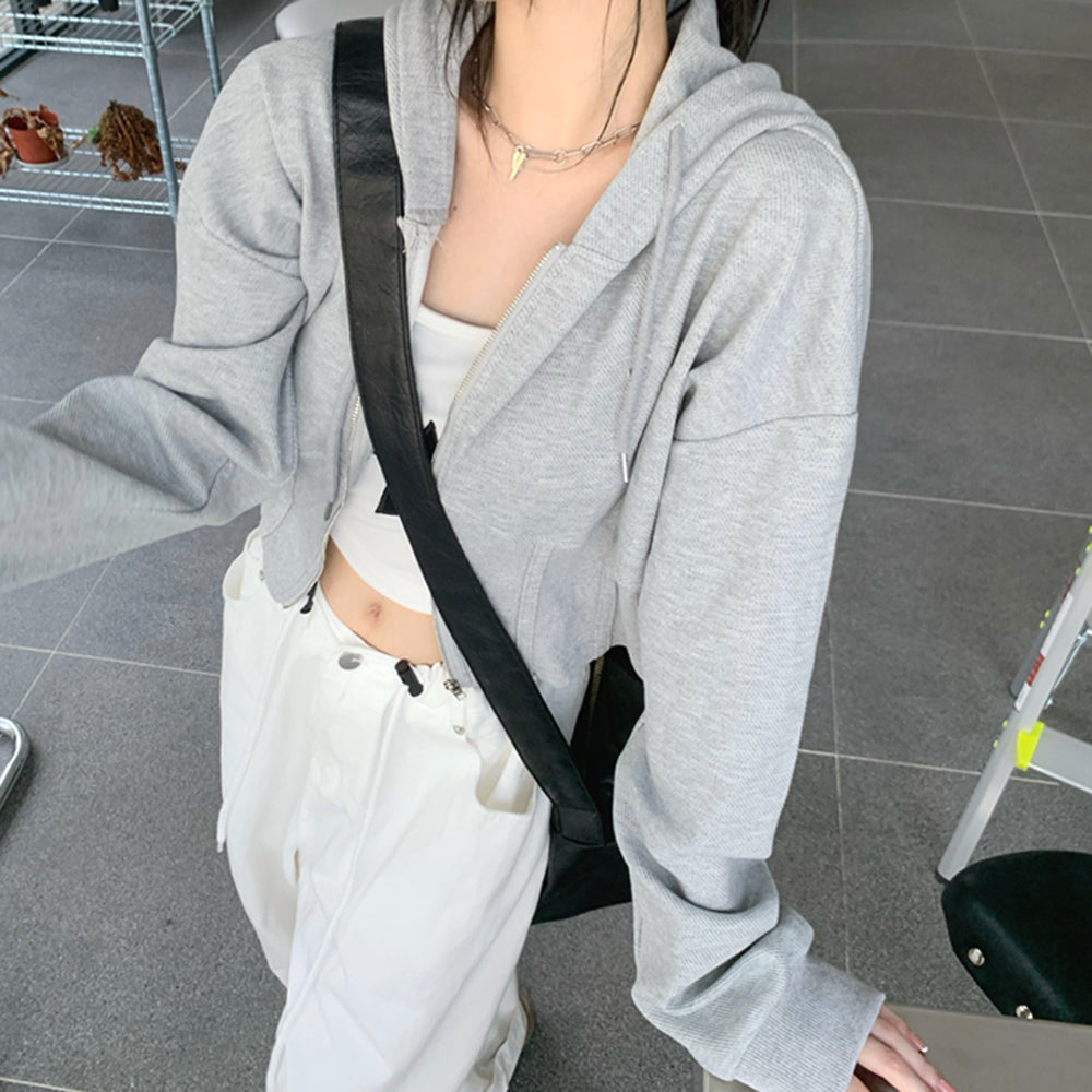 Basic Corset Detail Zip Up Hoodie