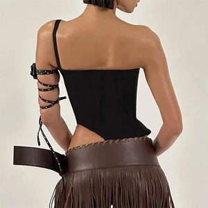 Drama Dealer One-Shoulder Corset Top