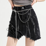 Grunge Aesthetic Black Denim Skirt