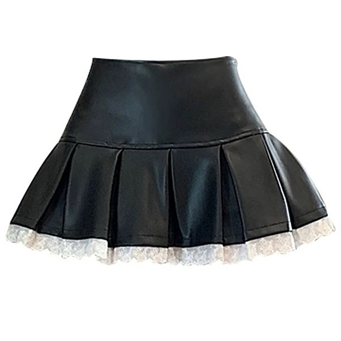 Grunge Leather Lace Mini Skirt