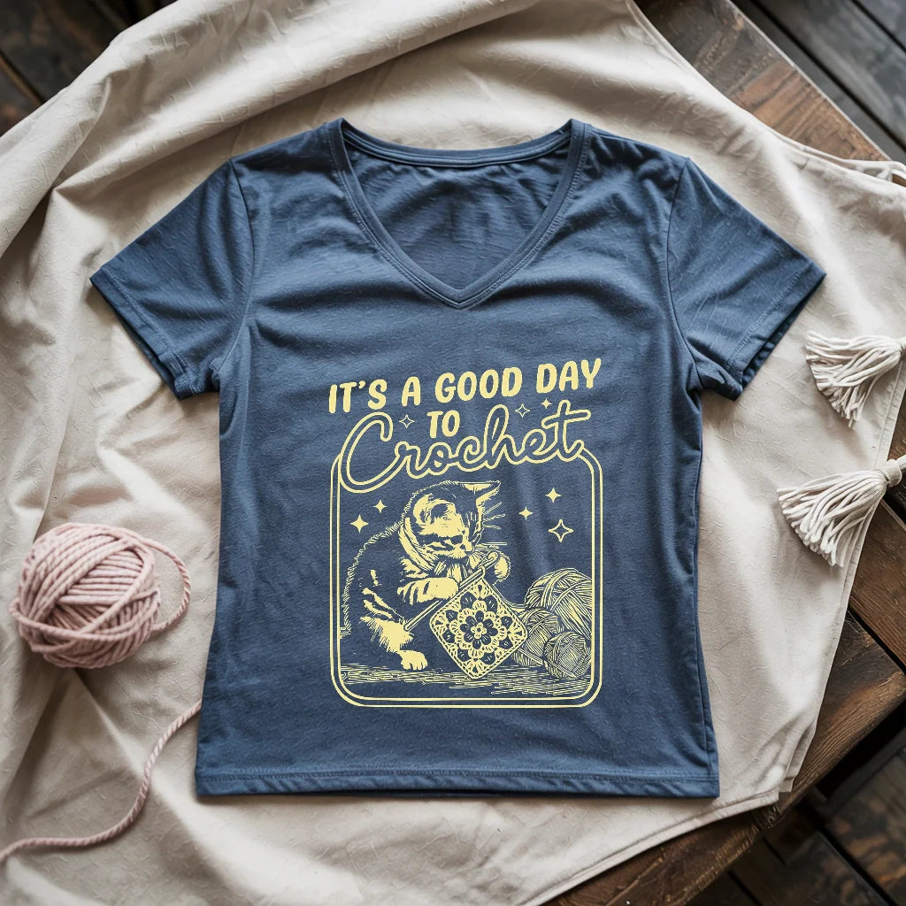 Good Day To Crochet Lady V-neck