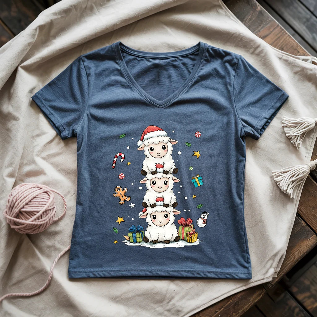 Woolly Christmas Tower Lady V-neck