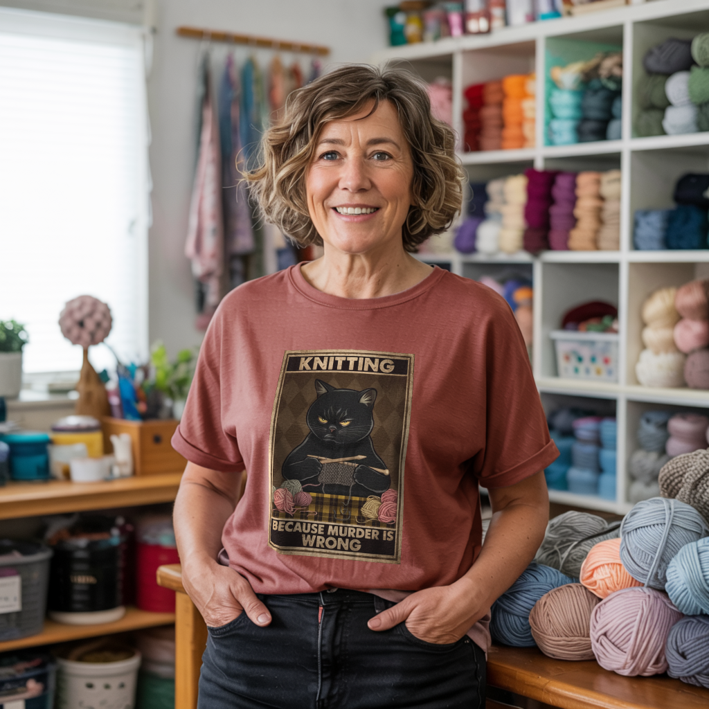Knitting Because murder is wrong T-shirt