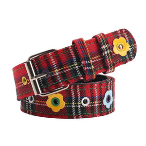 Indie Flower Plaid Belt