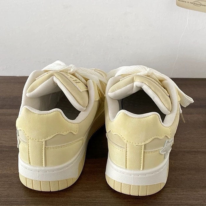 Pastel Yellow Star Aesthetic Sneakers