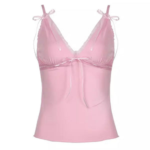 Coquette Girl Pink Bow Lace Top
