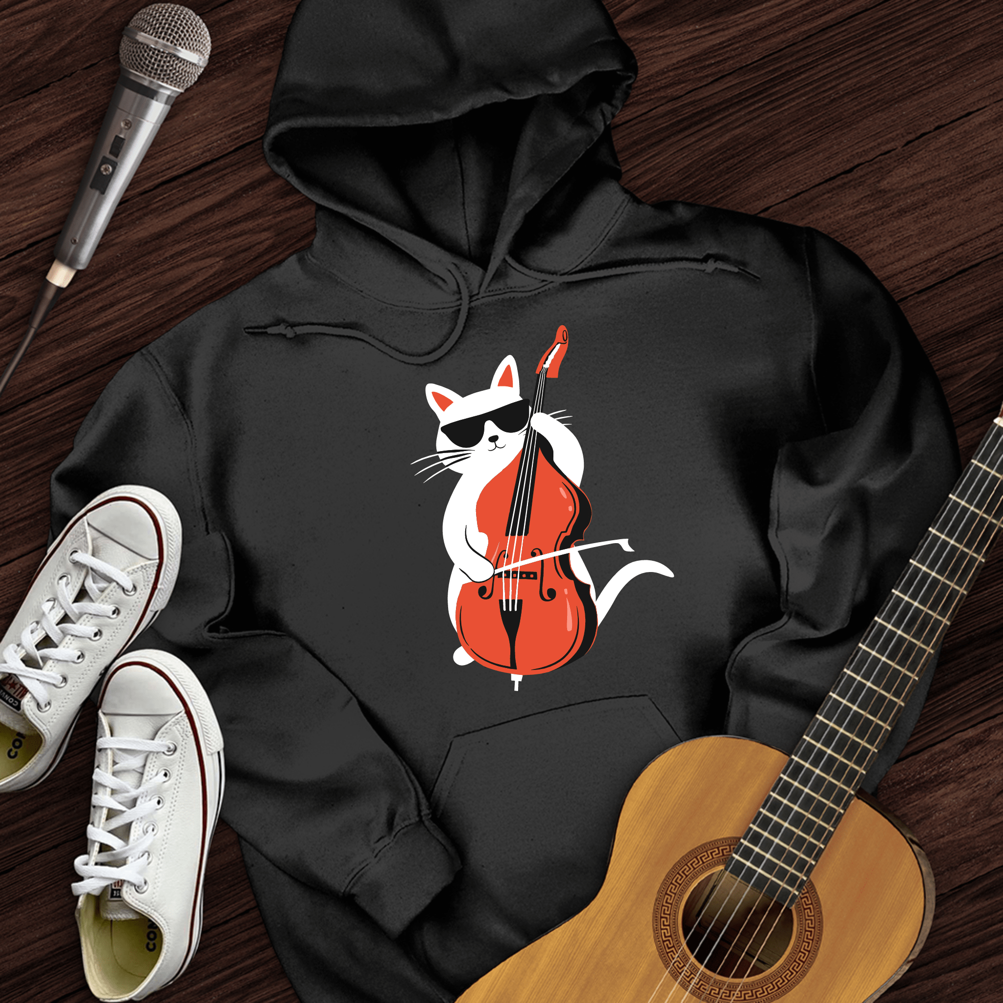 Cat Playing Cello Hoodie