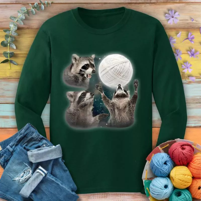 Racoon & Yarn Ball Long Sleeve T-shirt