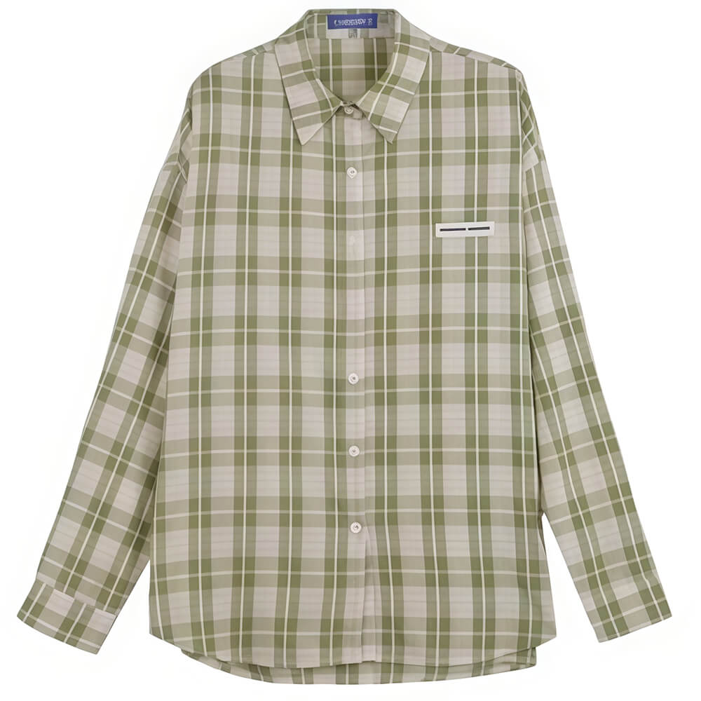 Sage Green Plaid Oversized Shirt