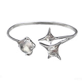 Silver Star and Crystal Open Bracelet